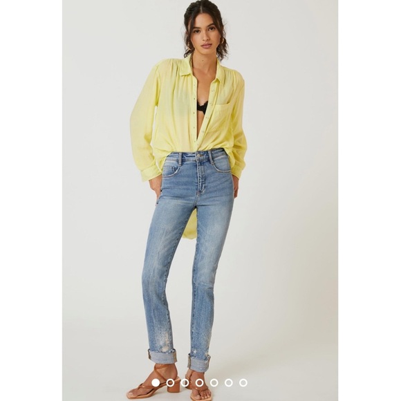 Anthropologie Pilcro The‎ Cigarette Distressed Splatter Slim Straight Jeans - 34 - Picture 1 of 14